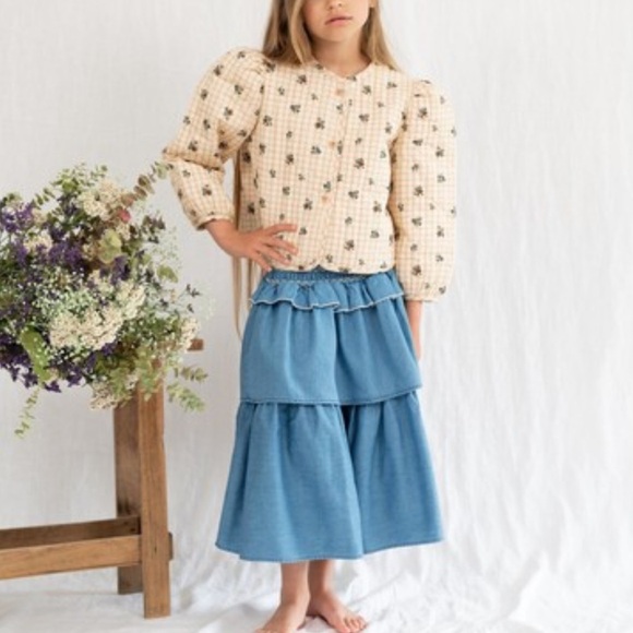 C’era Una Volta Blue Denim Tiered Eva Skirt - Picture 1 of 8
